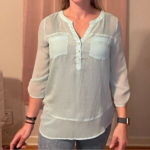 Women's Sheer Light Blue Blouse